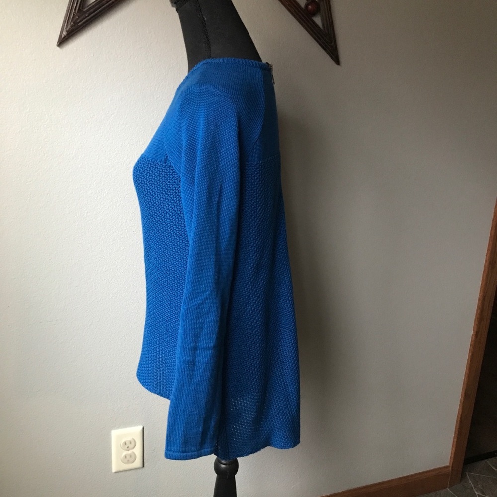 Nicole Miller Blue zip back high low knit sweater - Picture 4 of 8